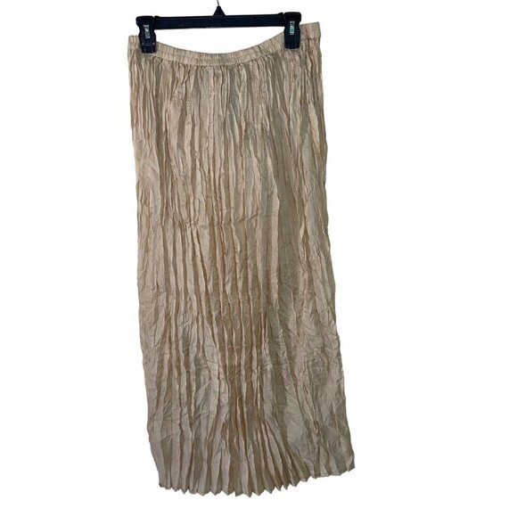 Compagnie International Express Womens Skirt Size Large Cream Pleated Maxi New